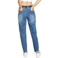 thumbnail image 3 of BLACK LABEL by C'est Toi Women's Juniors High Rise Distressed Denim Jogger Jeans (Denim, Small), 3 of 5