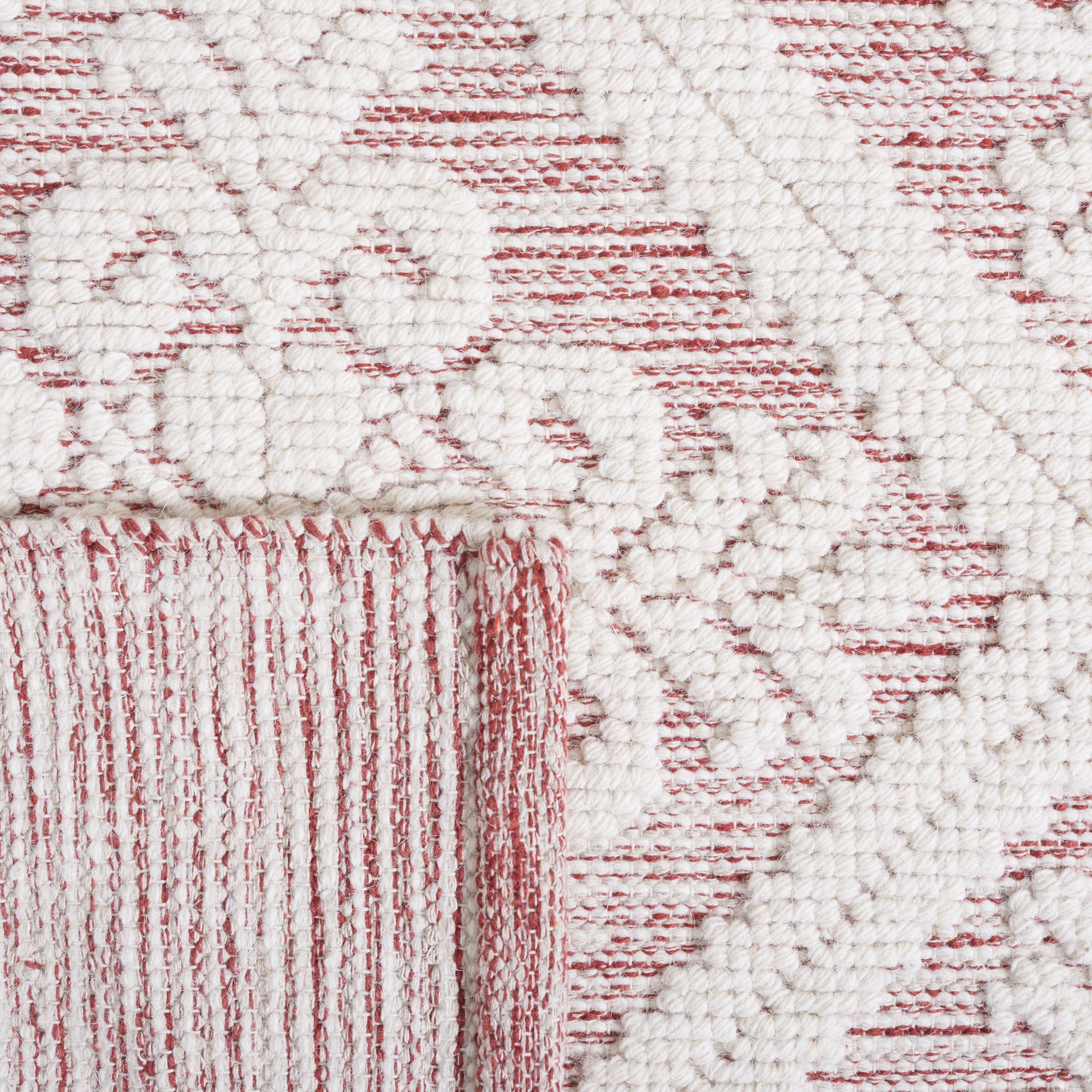 SAFAVIEH Vermont Trinity Floral Geometric Wool Area Rug, Ivory/Red, 4' x 6'
