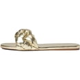 thumbnail image 4 of Nine West Lula 3 Gold Open/Rounded-Toe Synthetic Slide Sandal (7, Gold), 4 of 6