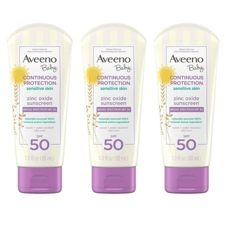Aveeno Baby Continuous Protection Sunscreen, SPF 50, 3 x 3 fl. oz