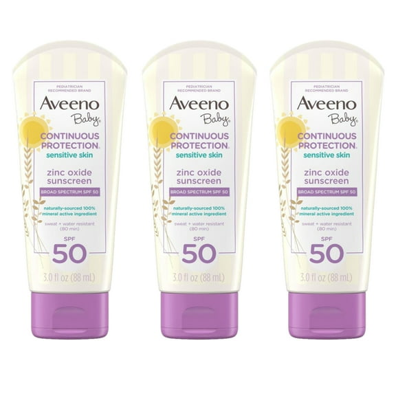 Aveeno Baby Continuous Protection Sunscreen, SPF 50, 3 x 3 fl. oz