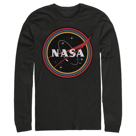 Men's NASA Galaxy In Rainbow Circles  Long Sleeve Shirt Black Small