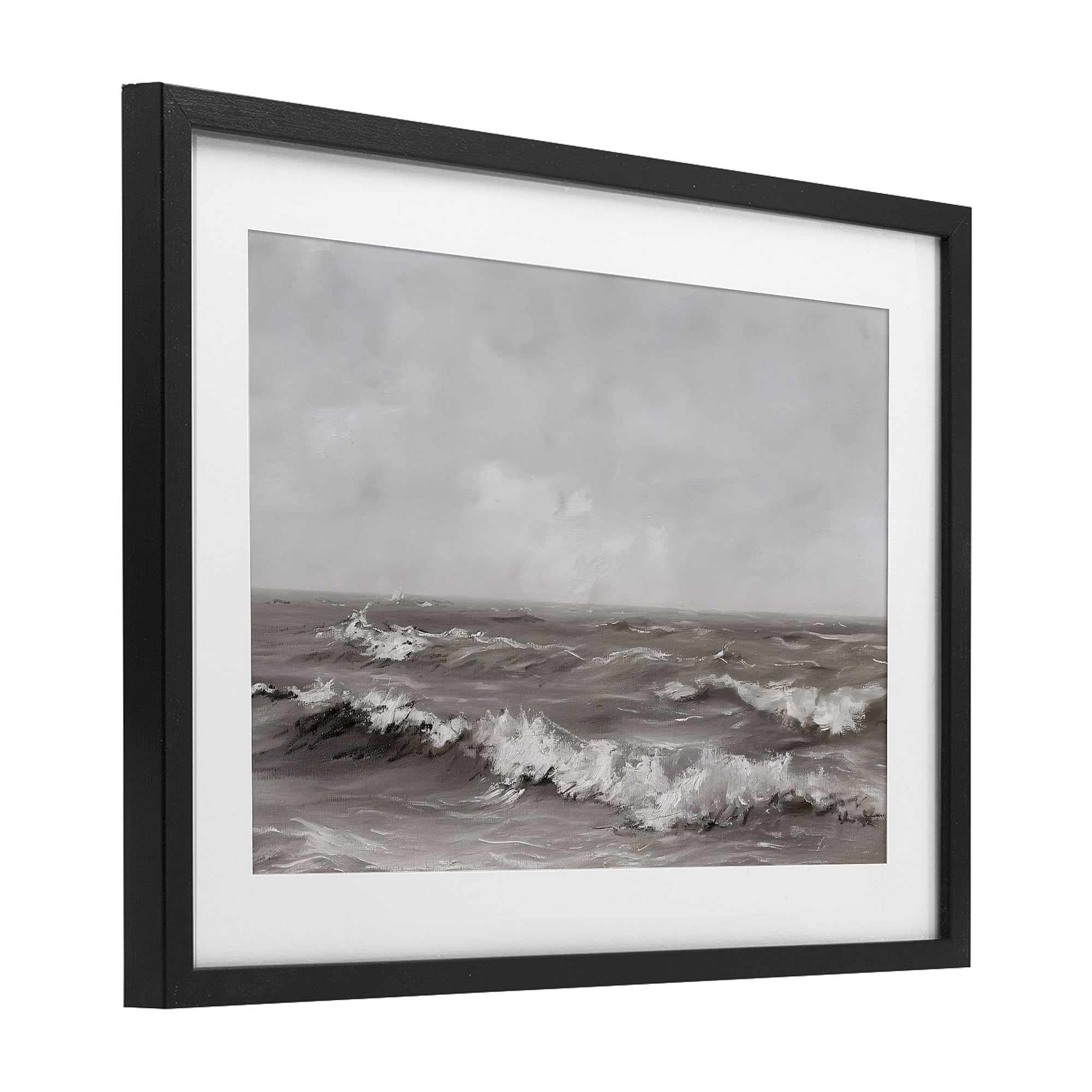 Stupell Industries Monochrome Sea Ripples Black Framed Print Under Glass, design by Jacky Ngan