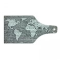 thumbnail image 1 of Wanderlust Cutting Board, World Map on Old Brick Wall Construction Grunge Antique Stained Abstract, Tempered Glass Cutting and Serving Board, Wine Bottle Shape, Pale Grey White, by Ambesonne, 1 of 1