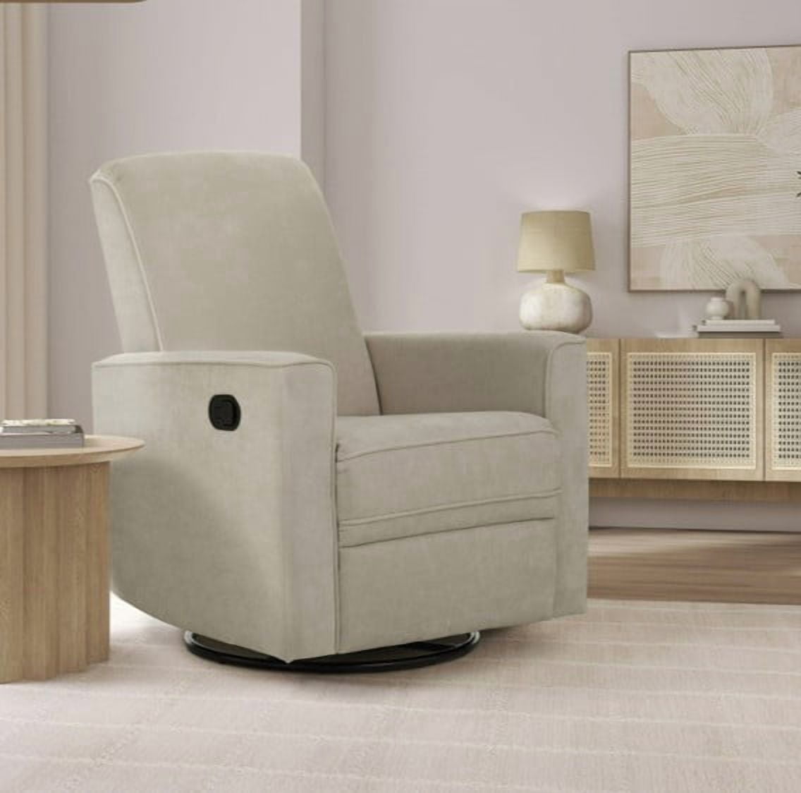 Evolur Raleigh Nursery Glider Recliner and Rocking Chair in Tan, 360° Swivel Motion, Multiple Recline Positions, Easy to Clean, FSC and Greenguard Gold Certified