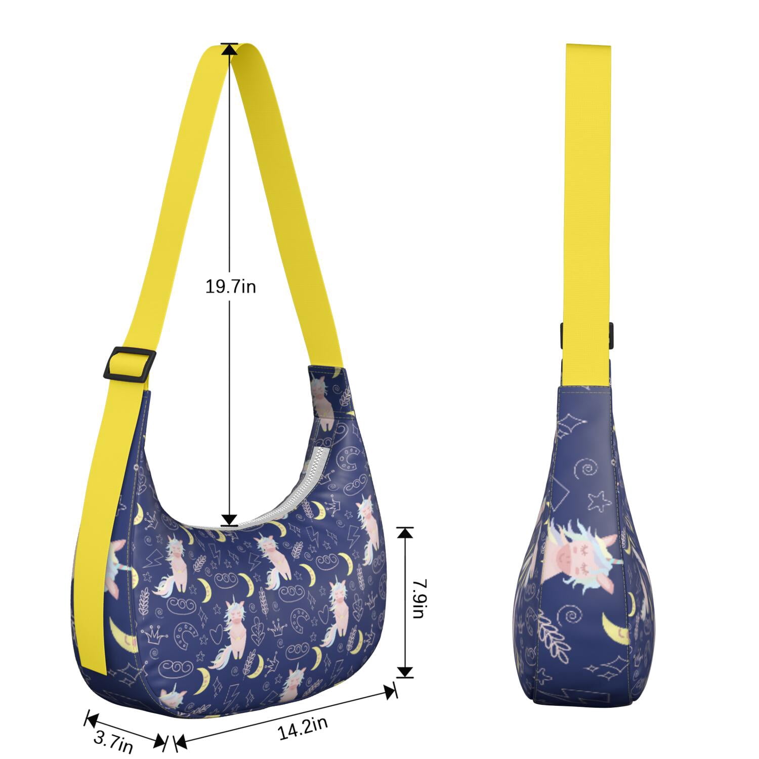 Crossbody Handbag for Women – Water-Resistant, Lightweight & Spacious, Unicorn and rainbow theme, Cute unicorn, Galaxy, Artistic unicorn illustration Style Bag