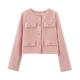 thumbnail image 1 of TRAFZA-abrigo Vintage liso para mujer, chaqueta de manga larga con cuello redondo con botones y bolsillo, ropa de abrigo informal elegante para Primavera, 2024, 1 of 5