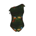 thumbnail image 4 of Yiaed Hybrid Parrot in the Forest Print Women One Piece Swimsuits Tummy Control One Shoulder Bathing Suits Pattern Ruffle Swimwear-XX-Large, 4 of 8