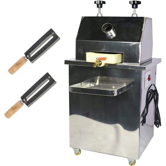 INTBUYING Electric Sugar Cane Ginger Press Juicer Vertical Sugarcane Ginger Sweet Sorghum Juice Extractor Stainless steel with 2pcs Knives
