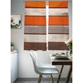 thumbnail image 4 of Coastal Style Sheer Curtains 63 inches Long 2 Panels Set Vintage Orange Brown Stripe Wood Grain Sheer Window Curtain Rod Pocket Voile Drapes for Living Room/Bedroom, Each 52" W x 63" L, 4 of 7
