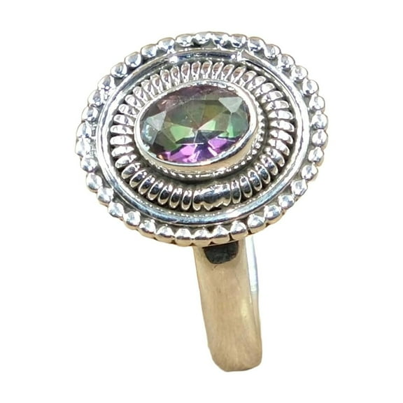 Rainbow Mystic Topaz Gemstone 925 Sterling Silver Engagement Ring Gift for Her