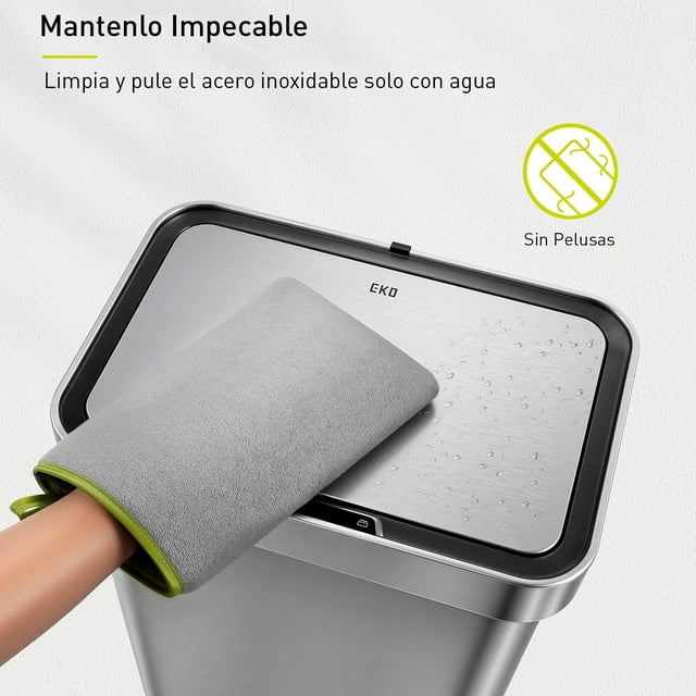 EKO - Manopla de Limpieza de Microfibra para Acero Inoxidable – paño de Pulido Reutilizable sin Pelusa y Guante de Limpieza, Lavable a máquina sin Rayas para electrodomésticos de Cocina, Papelera