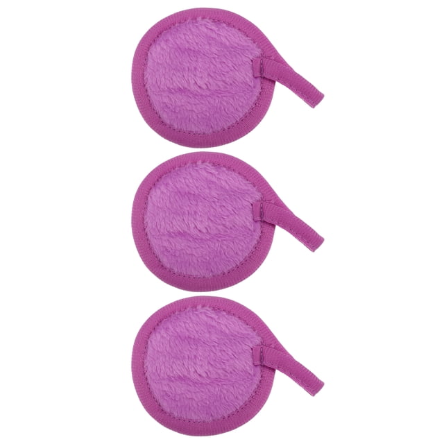 Almohadillas de franela suave Unique Bargains 3 uds removedor de maquillaje reutilizable morado oscuro