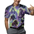 thumbnail image 5 of Polo Bigfoot Neon Hawaiian Shirts For Men Vacation Aloha Mens Polo Shirts Short Sleeve Shirts Golf Shirts for Men Funny Crazy Golf Polo Shirt for Men Galaxy Shirt, 5 of 7