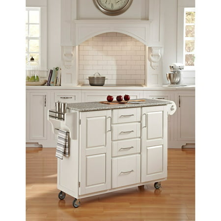Home Styles Large Kitchen Cart, White / Salt & Pepper 