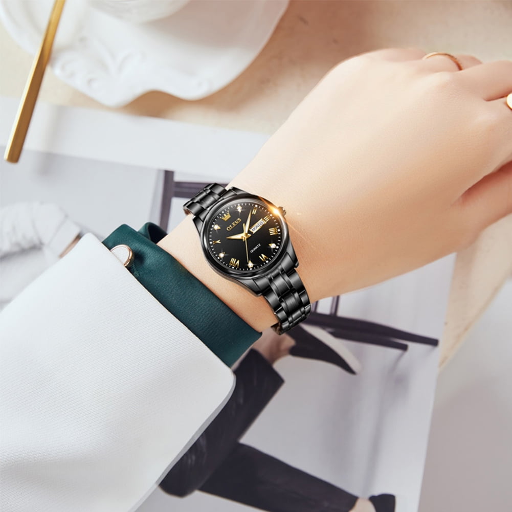 OLEVS Watches for Women Luxury Dress Quartz Analog Casual Gold Plated Stainless Steel Waterproof Luminous Date Fashion Ladies Wrist Watches Gifts Relojes para Mujer