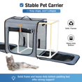 thumbnail image 3 of Extra Large 2-in-1 Cat Carrier for 2 Cats, Portable Pet Travel Carrier , Sturdy Pet Kennel with Secure Zipper Locks, Spacious (20.85"x2)x19.7"x19.7", Durable Grey Cat Transport Carrier for Large Cats, 3 of 8
