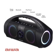 Aiwa Wireless Boombox Bluetooth Speaker, 120W Peak Power, IPX7 Waterproof, 15Hr Playtime, 7 LED Light Modes, USB-C Fast Charging, True Wireless Pairing, Outdoor & Party Speaker