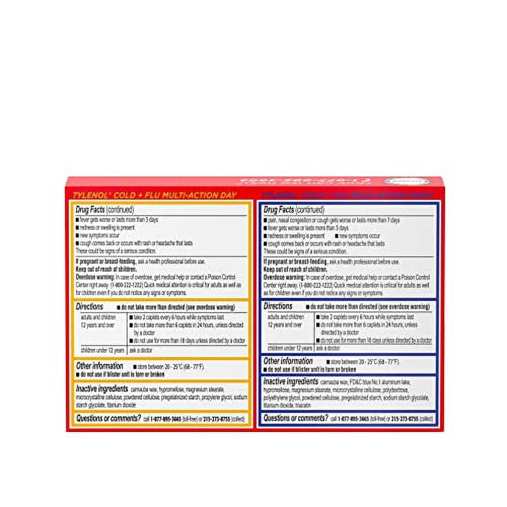Tylenol Cold + Flu Multi-Action Daytime + Nighttime Caplets 24 ct