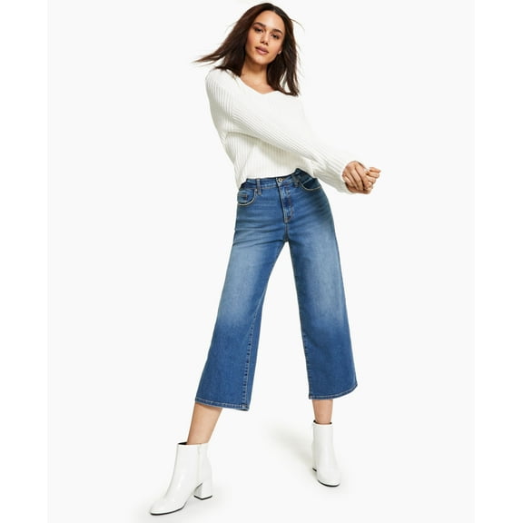 Style & Co Womens High Rise Curvy Cropped Jeans Honeybee Wash 12