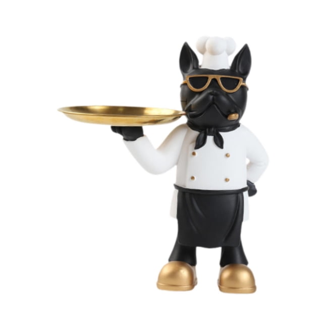 Figura de perro, estatua de perro, bandeja de almacenamiento, decoración de regalo, decoración nórdica decorativa para perro. Blanco