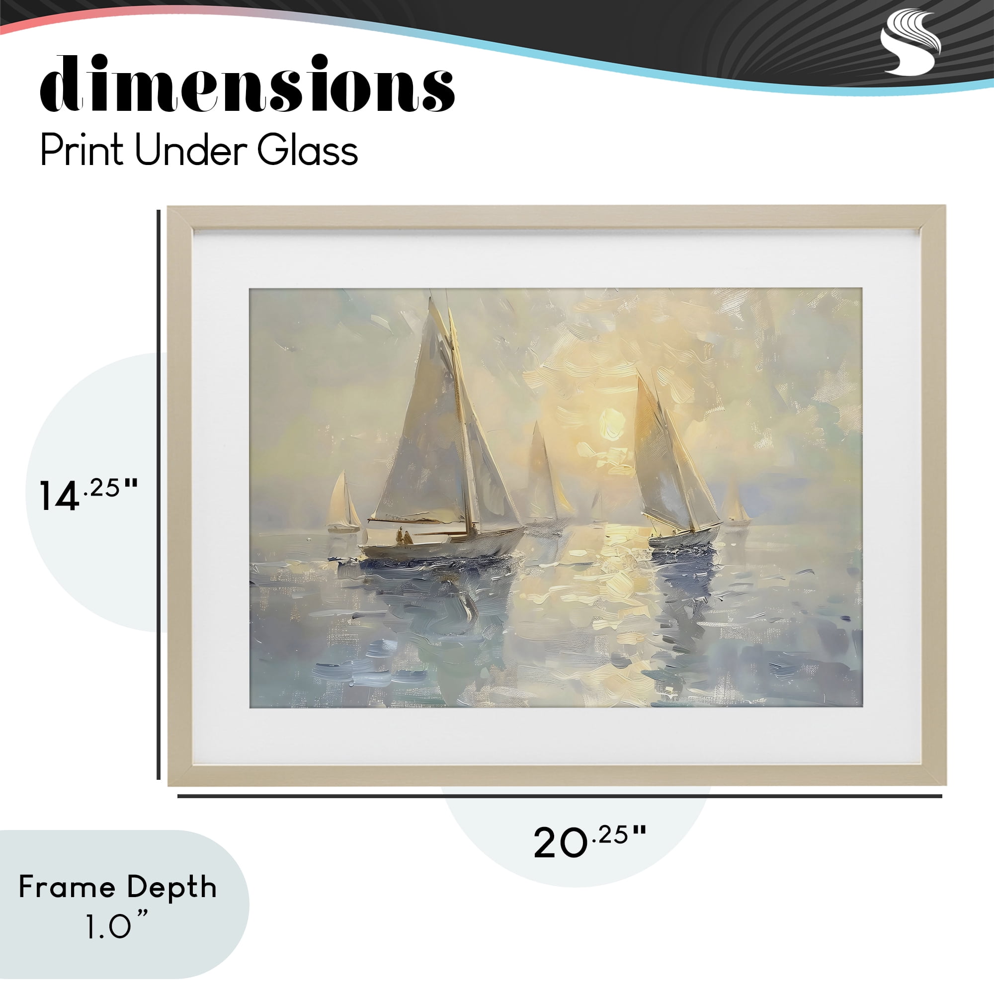 Stupell Industries Sunset Sailboats Glow Birch Framed Print Under Glass, design by Creative Studio