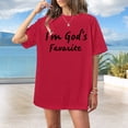 thumbnail image 4 of Womens Christian Tshirts I'm God's Favorite Short Sleeve Crewneck Religious Graphic Tee for Streetwear, 4 of 6
