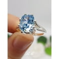 thumbnail image 4 of 10x8mm Blue Crushed Ice, Elongated Cushion Cut, 8-Prong Solitaire Statement Ring, 5A Cubic Zirconia, Sterling Silver, Made to Order, 4 of 5