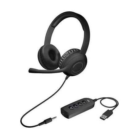 UPC: 0646422301631 | CYBER ACOUSTICS 3.5Mm Headset W/ Usb Controller Noise Cancel Mic Braided Cord Adj  AC-5812 (8YH643)