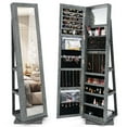 thumbnail image 1 of Costway 360° Rotatable Jewelry Cabinet Armoire 2-in-1 Lockable Mirrored Dark Gray, 1 of 9