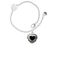thumbnail image 2 of Delight Jewelry Silvertone Black Concho Heart Silver-tone Rose Link Chain Bracelet, 6.25"+1.75" Extender, 2 of 4
