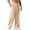 Khaki, variant on Cotton Linen Pants for Men Summer Fashion Boho Drawstring Waist Wide Leg Beach Trousers