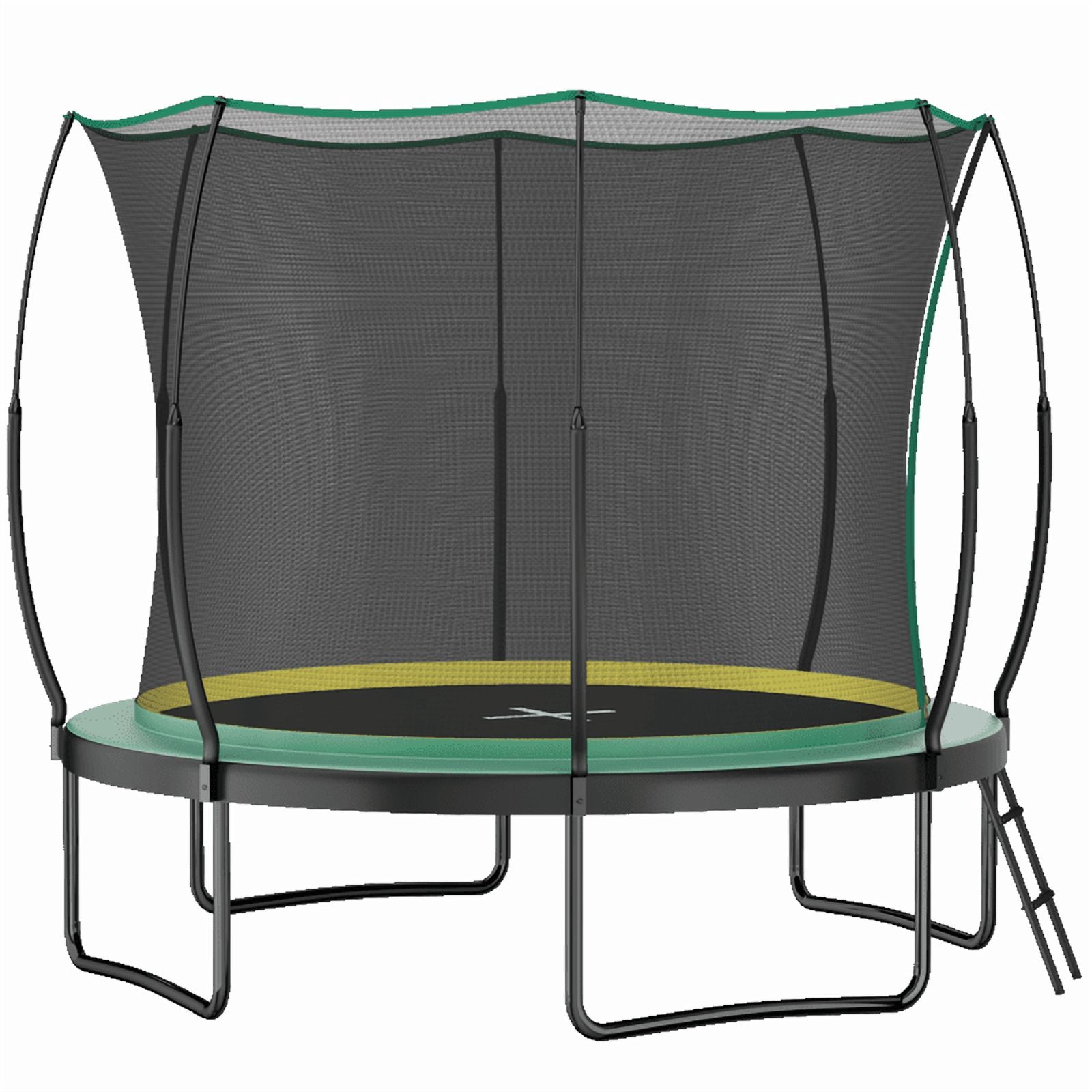 10FT Trampoline for Kids & Adults, Outdoor Recreational Trampoline with Enclosed Safety Net, Ladder & Shoe Bag, Bungee Spring Trampoline for Backyard, Heavy-Duty Galvanized Steel Frame Black