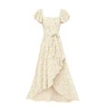 thumbnail image 2 of EnJoCho Girls Floral Print Maxi Dress Square Neck Ruffle Short Sleeve Bow Waist High Long Dress For Little Girls Wedding Birthday Party Holiday Dress, 2 of 4