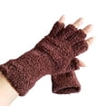 thumbnail image 4 of YWOAGH Extra Long Wrist Fingerless Winter Gloves for Kids Thermal Knitted Mittens for Boys and Girls Warmth Coffee One Size, 4 of 4