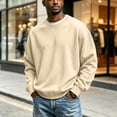thumbnail image 6 of Delconic Men's Crewneck Sweatshirt - Basic Long Sleeve Pullover for Casual & Athletic Wear Beige L, 6 of 6