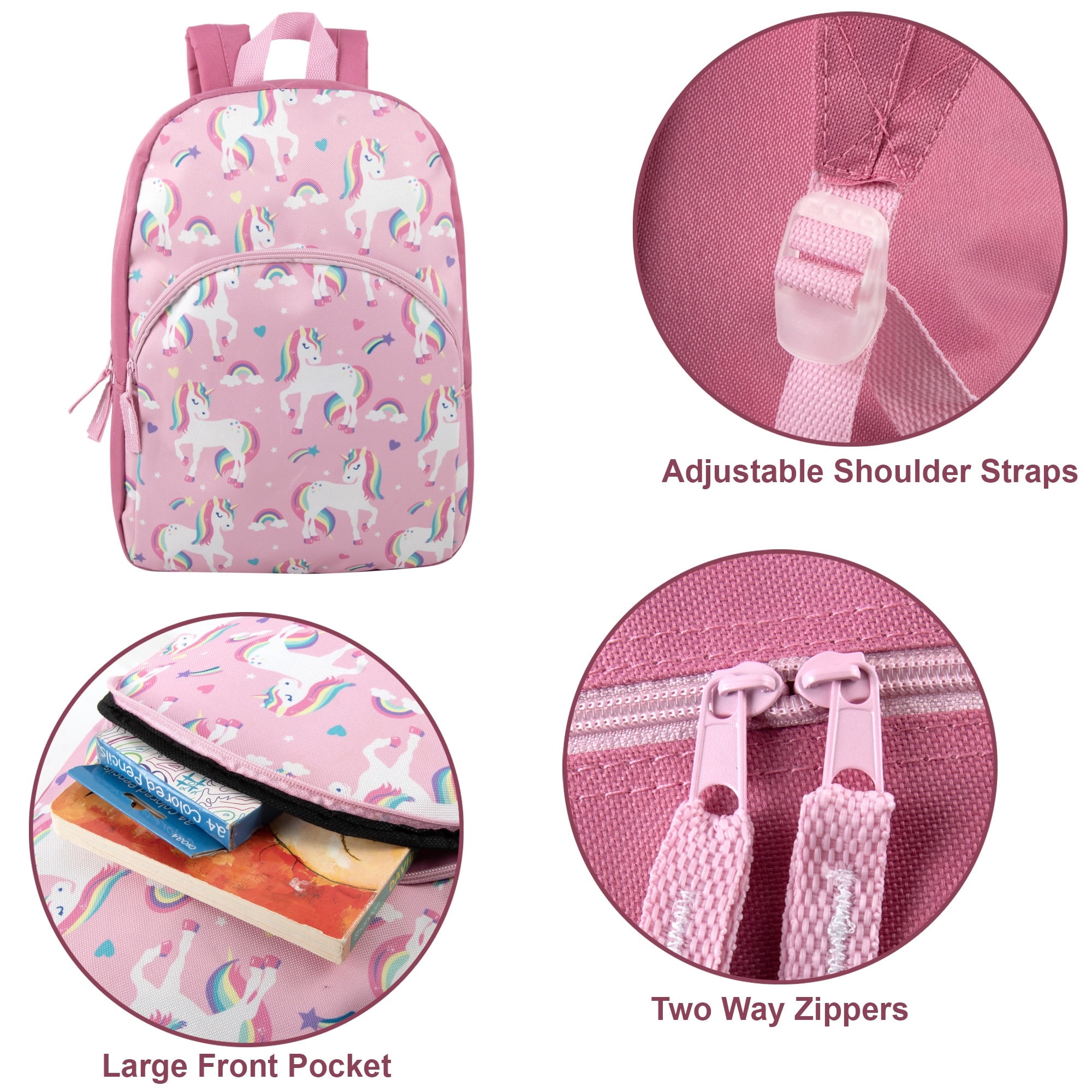 24 Pack of Bulk Wholesale 15 Inch Fun Printed Backpacks for Commute and Travel in Female Fantastic Creature Prints