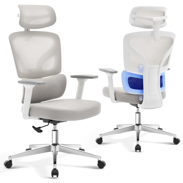 Yeshouse Silla de oficina ergonómica de malla con respaldo alto, lumbar ajustable, reposabrazos 3D, reposacabezas y reclinación, silla de escritorio giratoria y transpirable