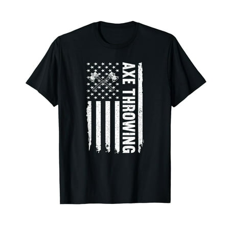 

Axe Throwing Hatchet American Flag Tree Camouflage Vintage T-Shirt-2XL