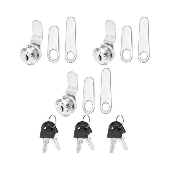 Uxcell Keyed Alike Cabinet Locks 5/8 Inch with Key for RV Drawer Storage, Silver 3 Pack