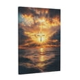 thumbnail image 3 of CozyNet A Radiant Cross Hovering Above A Serene Ocean At Sunset, Surrounded By Golden Clouds Wall Art Prints With Frame Canvas Perfect for Living Room & Bedroom, Ready to Hang, Wall Decor 12"x16", 3 of 10