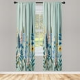 thumbnail image 2 of Ambesonne Spring Curtains 2 Panel Set, Modern Garden Leafy Floral, Pair of - 28" x 63", Sea Blue Olive Green Ecru, 2 of 4