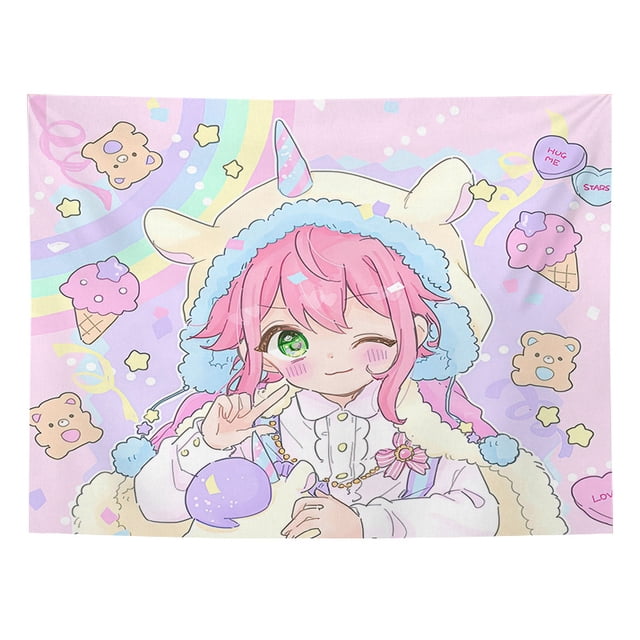 Tapestry Girly Ice Cream Room Aesthetic (microtela, 150 x 130 cm)