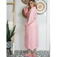 thumbnail image 5 of Lotus Linen Women’s Waffle Robe with Piping - Lightweight Cotton Spa Bathrobe, Blush 3XL, 5 of 6