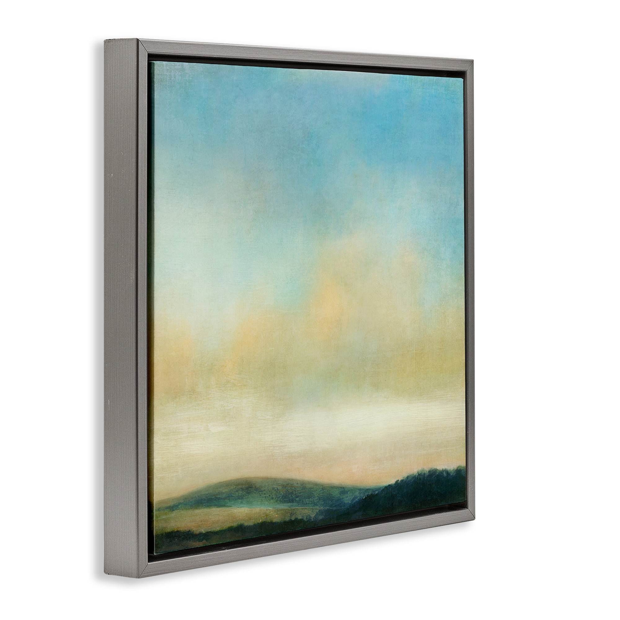 Stupell Industries Cloudy Countryside Fields Landscape & Nature Painting Gray Floater Framed Canvas Art Print Wall Art, 25 x 25