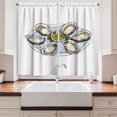 thumbnail image 2 of Ambesonne Oyster Kitchen Curtains, Hand-Drawn Seashells Dish, 55"x30", Pale Mustard Yellow Green, 2 of 3