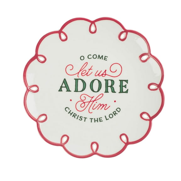 Plate Let Us Adore Him Scalloped Edge, (Hardcover)