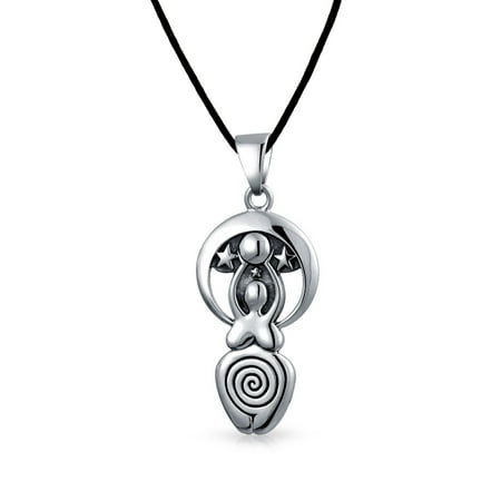 Goddess Of Fertility Pewter Amulet - 2 Inch Silver Pendant With Neck Cord | Spiritual Jewelry, Womb Spiral Symbol
