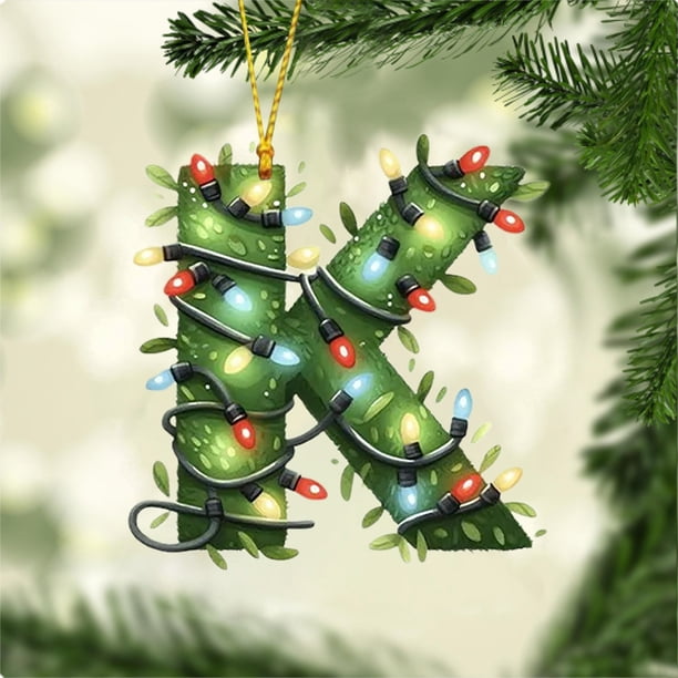 Adorno Navideño con 26 Letras para Árbol de Navidad, Colgante, Adorno Navideño, Decoración Navideña, Colgante para Árbol de Navidad.