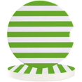 thumbnail image 1 of RYLABLUE Green and White Stripes Pattern Set of 6 Car Coaster for Drinks, Absorbent Ceramic Stone Coasters Cup Mat with Cork Base for Home Kitchen Room Coffee Table Bar Decor, 1 of 5